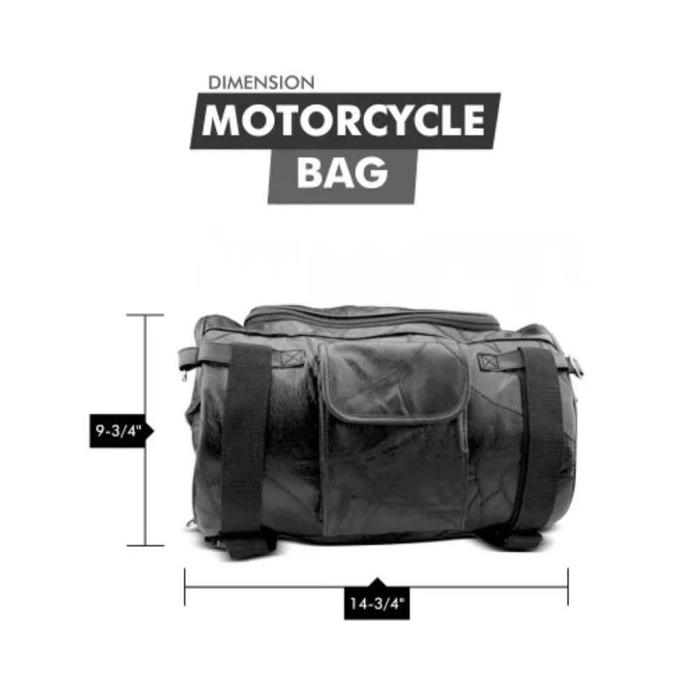 NWT Genuine Leather Barrel Style Motorcycle Bag